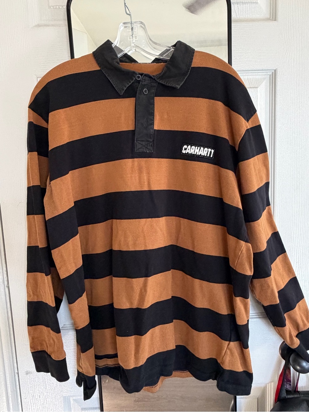 Carhartt Brown and Black Striped Long-Sleeve Shirt
